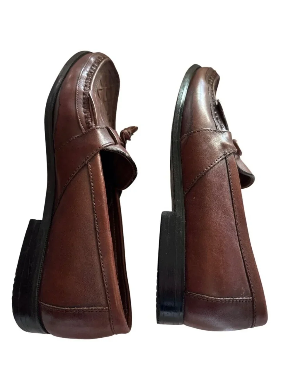 Vintage Johnston & Murphy Mens Brown Leather Tassel Loafers Size 9.5M